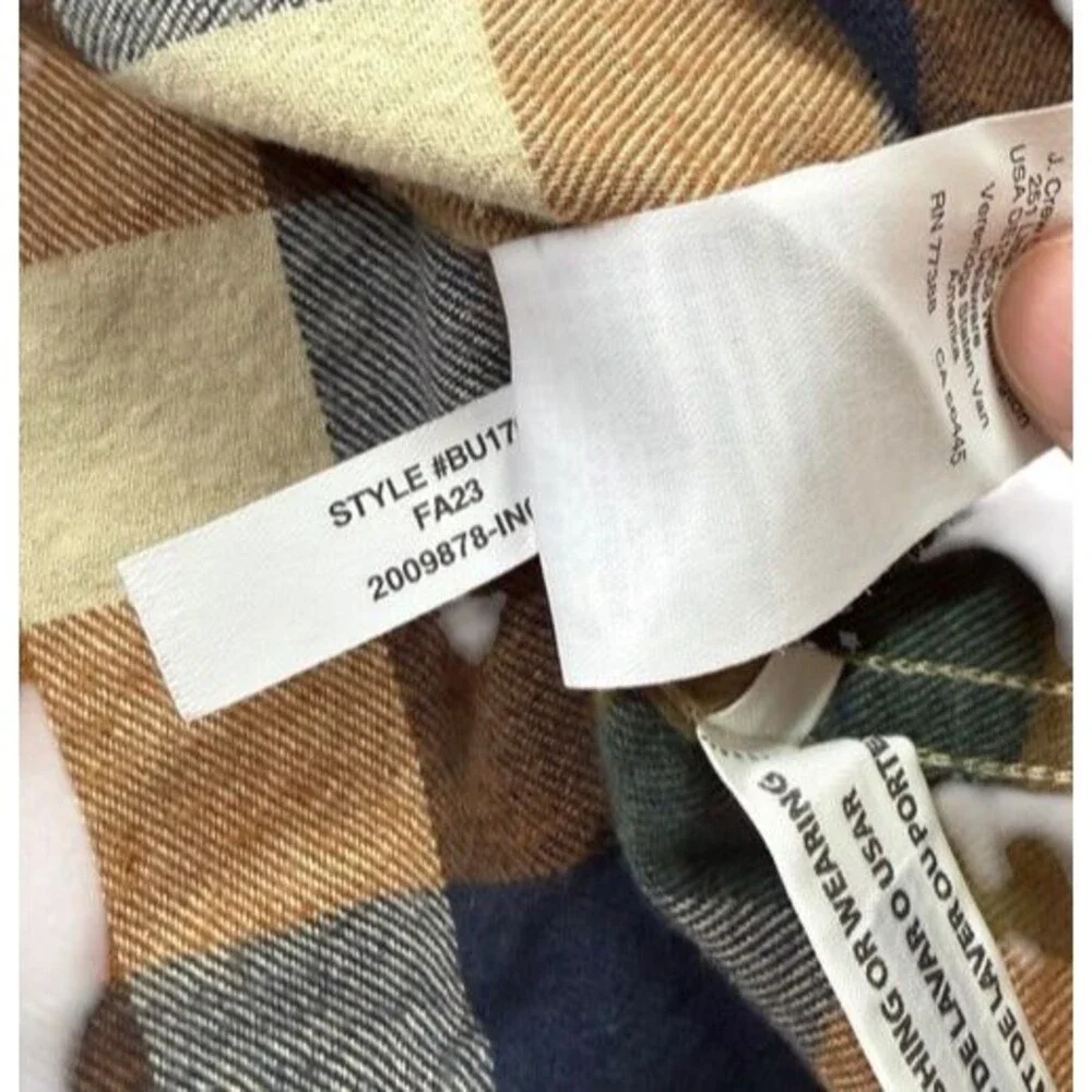 J.Crew Mens Flannel Shirt Size Large Classic Fit Brown Blue Check Plaid Preppy